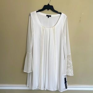 Sequin Hearts White Dress with Elephant Sleeves